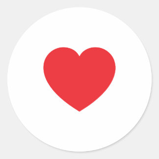 Sticker Rond Plain Modern White Red Love Heart Graphic