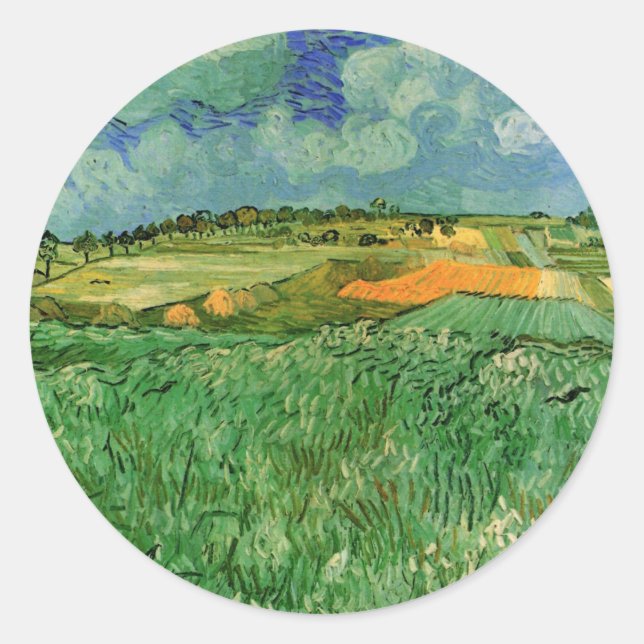 Sticker Rond Plaine près d'Auvers par Vincent van Gogh (Devant)