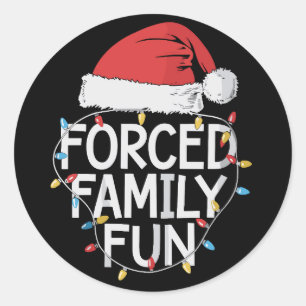 Sticker Rond Plaisir de famille forcé Noël sarcastique drôle 