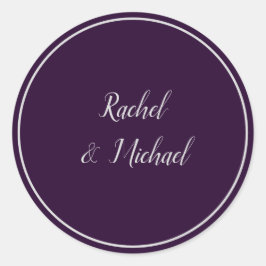 Sticker Rond Plaisir Mariage violet et argenté