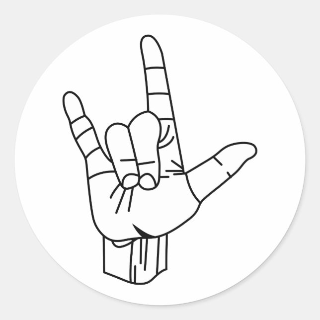 Sticker Rond Plan de la langue des signes (Devant)