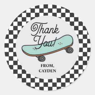 Sticker Rond Planche à roulettes Faisons la fête Anniversaire M