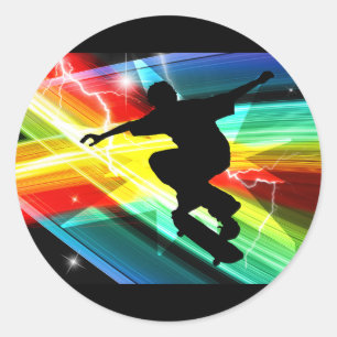 Sticker Rond Planche à skate dans Criss Cross Lightning