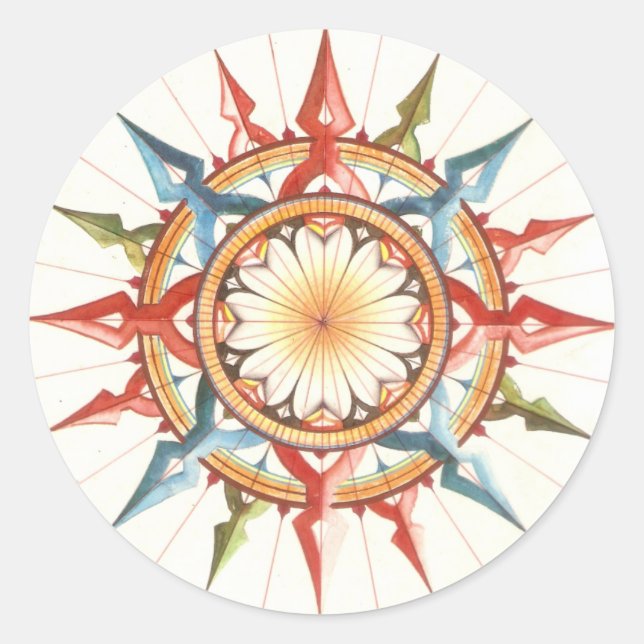 Sticker Rond planche à voile rose, compass (Devant)