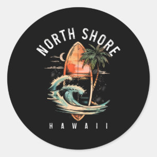 Sticker Rond Planche de surf North Shore Hawaii Oahu Haleiwa Su