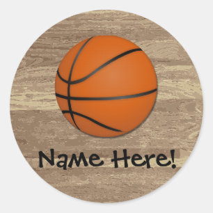 Sticker Rond Plancher en bois de basket-ball personnalisé