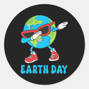 Sticker Rond Planète Terre Anniversaire Jour Dab Super Dabbing 