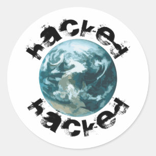 Sticker Rond planète Terre piratée