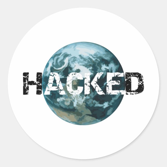Sticker Rond planète Terre piratée (Devant)