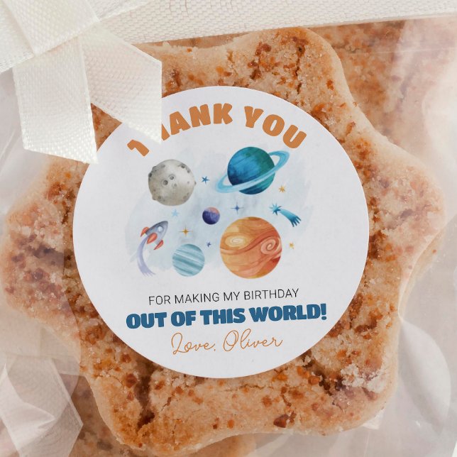 Sticker Rond Planètes de l'espace extra-atmosphérique fête d'an (Créateur téléchargé)