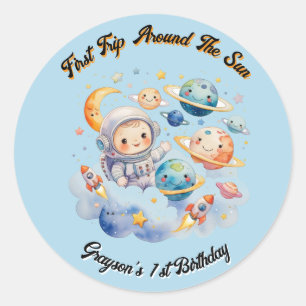 Sticker Rond Planètes extérieures Blue Premier anniversaire