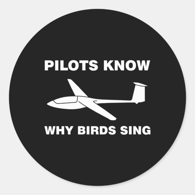 Sticker Rond Planeur Volant Pilote Planeur Avion Oiseaux (Devant)