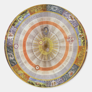 Sticker Rond Planisphère céleste copernicien d'astronomie vinta