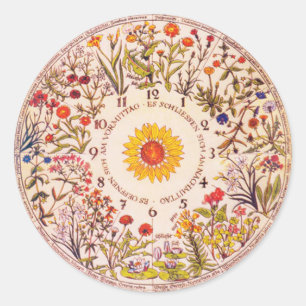 Sticker Rond Plantage du jardin à Horloge Florale