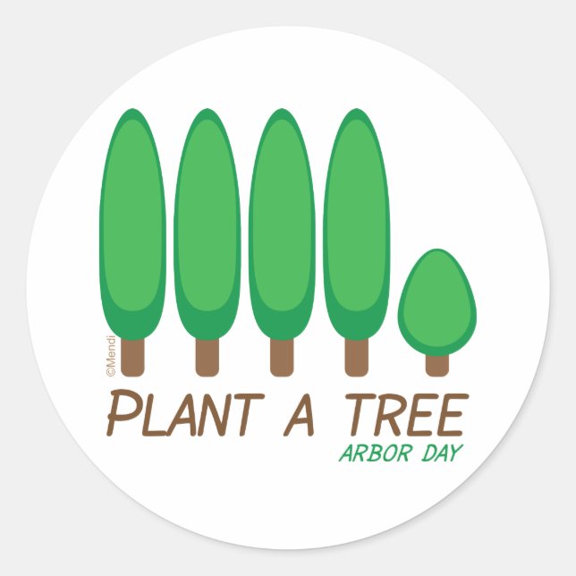 Sticker Rond Plante a Tree - Jour de l'Arbour (Devant)
