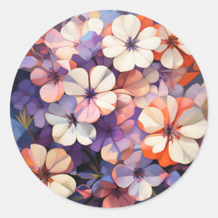 Sticker Rond Plante botanique Phlox Abstrait Floral