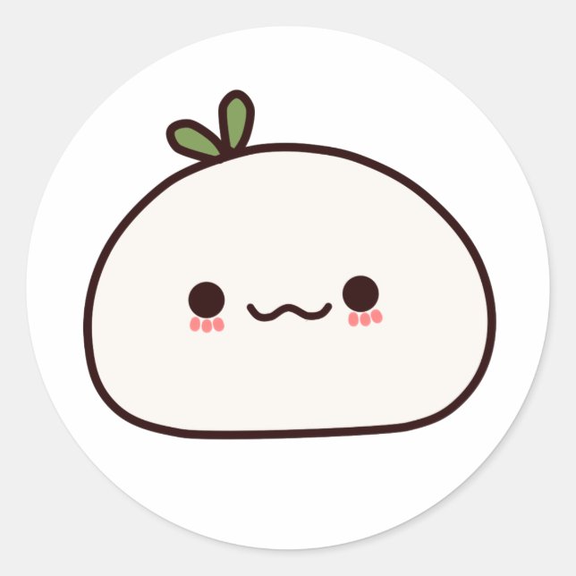 Sticker Rond Plante Kawaii Mochi (Devant)