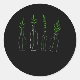 Sticker Rond plantes en bouteilles botany science plante botani