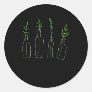 Sticker Rond plantes en bouteilles botany science plante botani