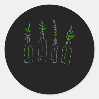 Sticker Rond plantes en bouteilles botany science plante botani