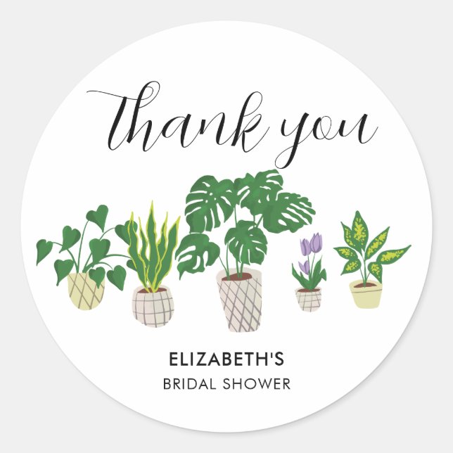 Sticker Rond Plantes en pot Baby Shower de mariage Remerciement (Devant)