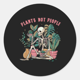 Sticker Rond Plantes pas gens Squelette Éffrayante saison Happy