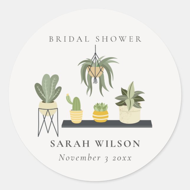 Sticker Rond Plantes Succulentes Feuillues en Pot Cadeau de Mar (Devant)
