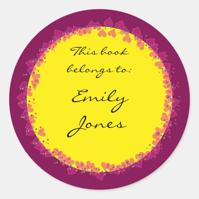 Sticker Rond Plaque avec des coeurs mignons (Devant)