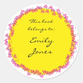 Sticker Rond Plaque avec des coeurs mignons