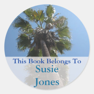 Sticker Rond Plaque bibliothèque Palm Tree