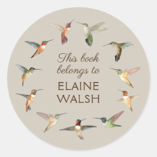 Sticker Rond Plaque de livre d'oiseaux de brousse