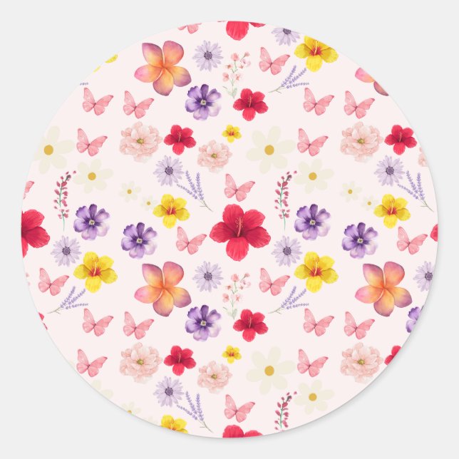Sticker Rond Plaque de papier de jardin de charme (Devant)