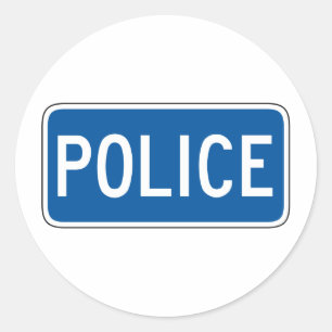 Sticker Rond Plaque de rue de police