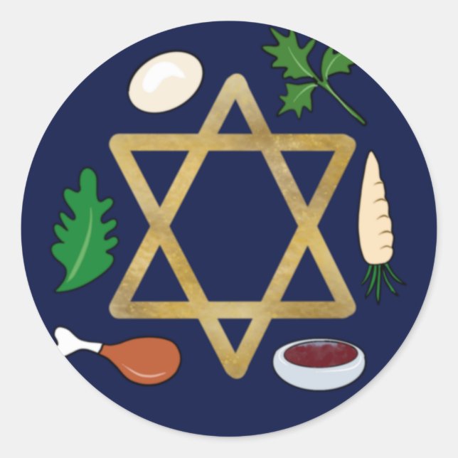 Sticker Rond Plaque de Seder Pesach Star de David (Devant)