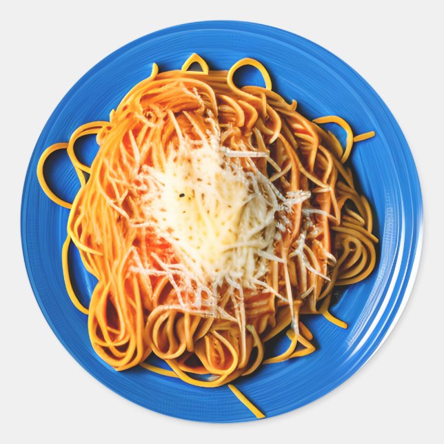 Sticker Rond Plaque de Spaghetti au fromage parmesan (Devant)