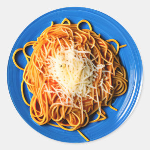 Sticker Rond Plaque de Spaghetti au fromage parmesan