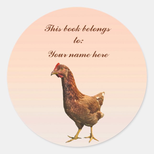 Sticker Rond Plaque de vente de poulet rouge de Rhode Island (Devant)