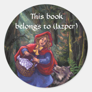 Sticker Rond Plaque d'enregistrement Little Red Riding Hood