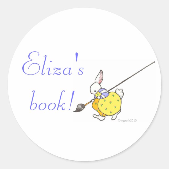 Sticker Rond plaque d'immatriculation de lapin peintre (Devant)