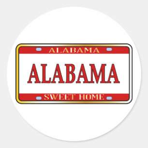 Sticker Rond Plaque minéralogique de nom d'état de l'Alabama