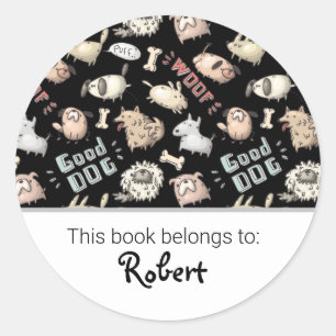 Sticker Rond Plaque motif pour chien mignon pour enfants