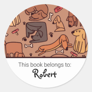 Sticker Rond Plaque motif pour chien mignon pour enfants