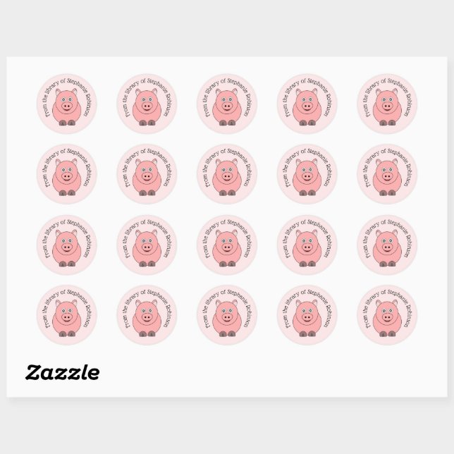 Sticker Rond Plaque personnalisée de conception de porc (Feuille)