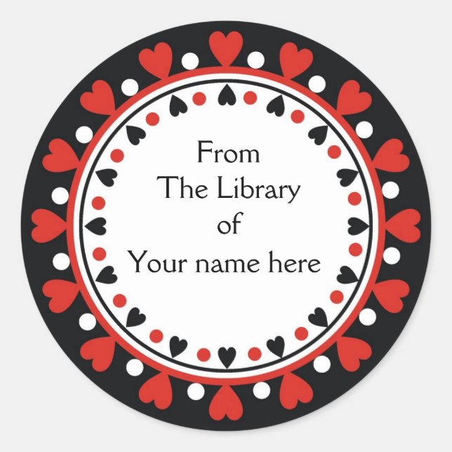Sticker Rond Plaque - Red Hearts Pois blanc (Devant)