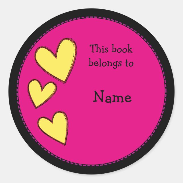 Sticker Rond Plaque rose aux coeurs (Devant)