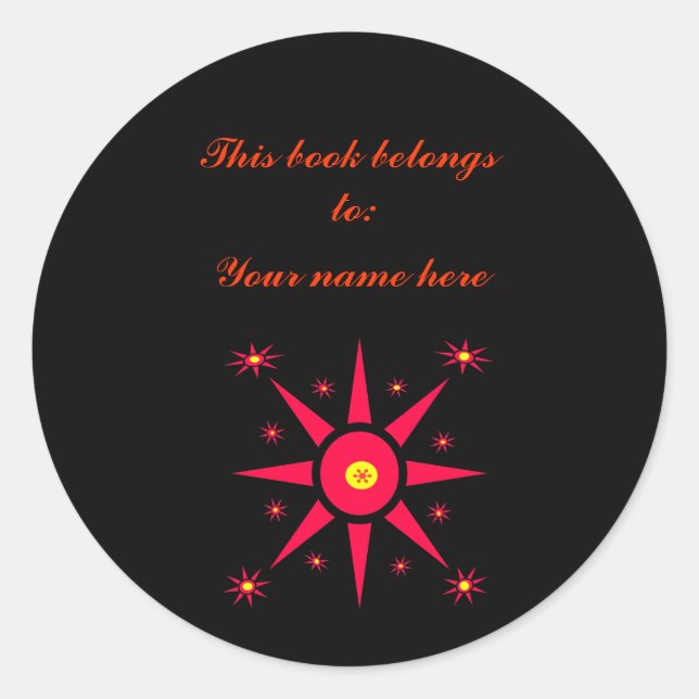 Sticker Rond Plaque rouge étoiles (Devant)