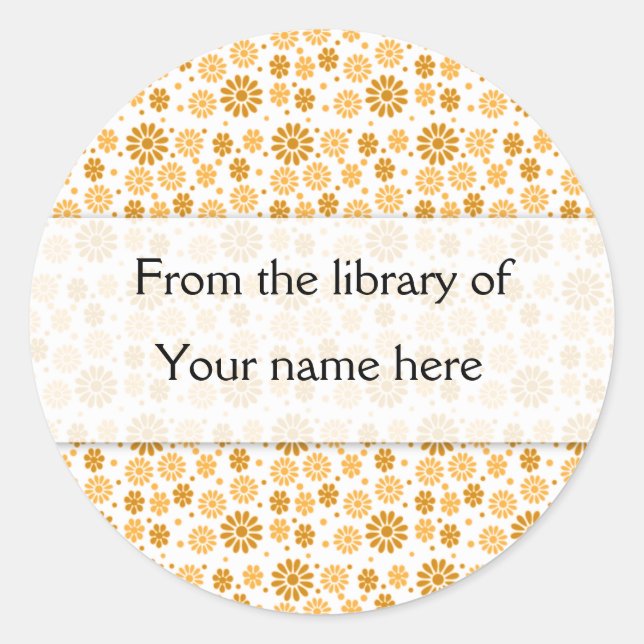 Sticker Rond Plaques de livres personnalisées Fleurs numériques (Devant)