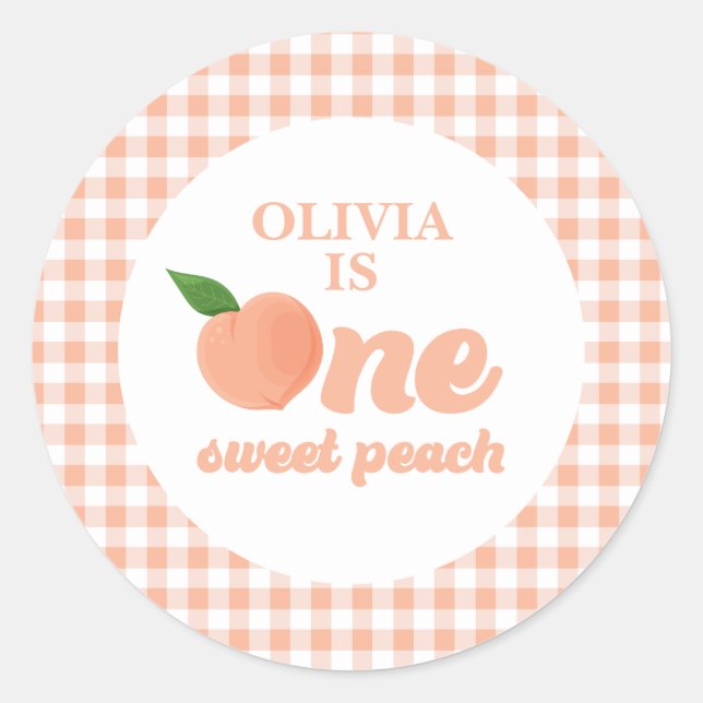 Sticker Rond Plaques de papier d'anniversaire d'une pêche douce (Devant)