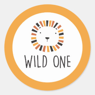 Sticker Rond Plaques de papier de premier anniversaire d'un lio