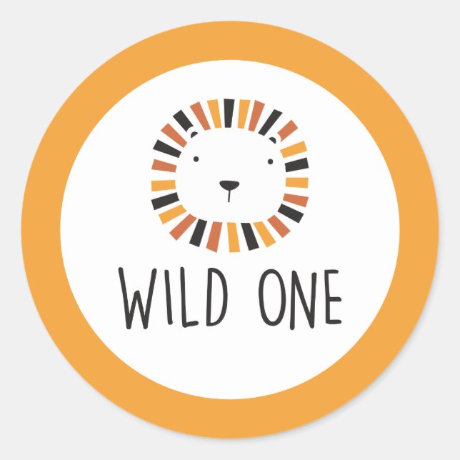 Sticker Rond Plaques de papier de premier anniversaire d'un lio (Devant)